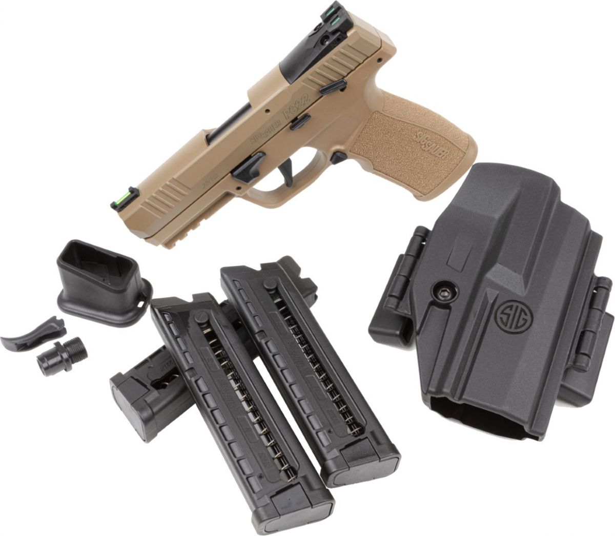 Sig Sauer P322 TACPAC .22 LR Coyote Tan 4" Barrel with (3) 20rd Mags and Holster - 20+1 Rounds
