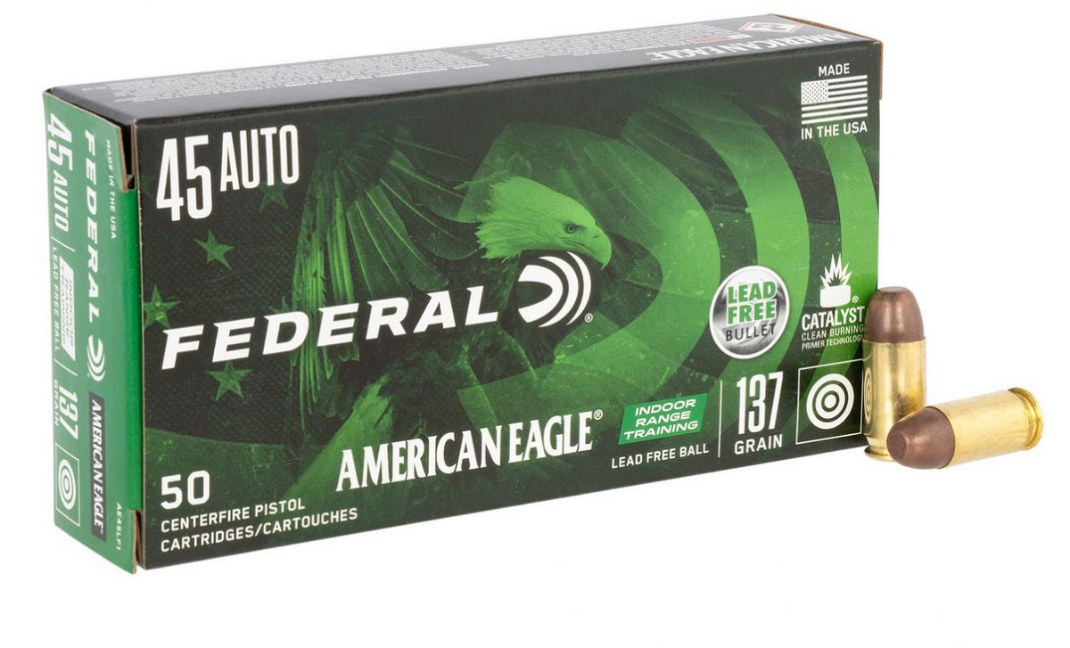 Federal American Eagle IRT Lead Free Full Metal Jacket 45 ACP Ammo 140gr50 Round Box - Brass Casing