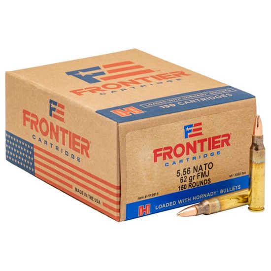 Hornady Frontier5.56 NATO Ammo FMJ 62gr 20 Round Box - Brass Casing