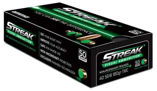 Streak 40 S&W 180gr TMC Green Tracer 50rd - Brass Casing