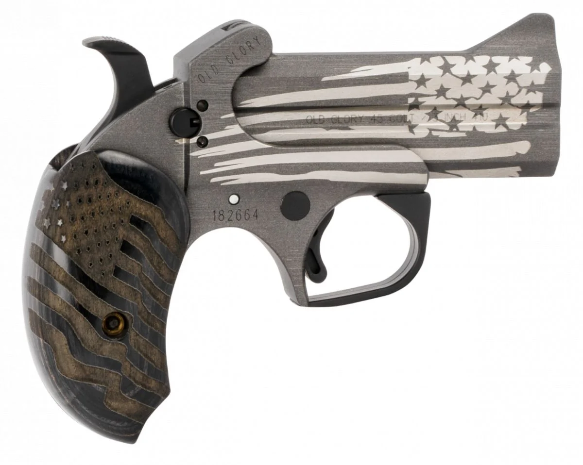 Bond Arms Old Glory 410/45 Long Colt, 3.5" Barrel, Laser Engraved American Flag, 2 Rounds - 2 Rounds | 3.5" Barrel | Polymer Grips