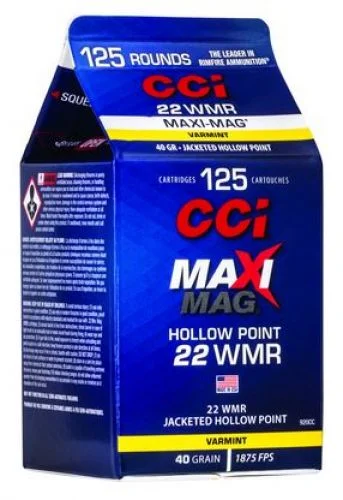 CCI Maxi-Mag 22 Mag 40 gr Jacketed Hollow Point (JHP) 125rd box - Brass Casing