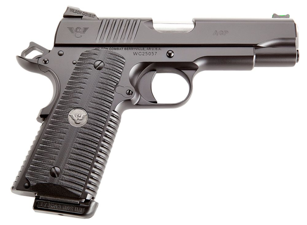 Wilson Combat ACP Commander SAO 45 ACP 4.25" 8+1 Black Armor-Tuff Carbon Steel Black G10 Eagle Claw Grip - 8+1 Rounds | 4.25" Barrel | Composite Grips | Blue/Black