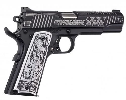 Auto-Ordnance 1911 United We Stand .45 ACP 5" 7+1 Black Armor Cerakote Black Armor Cerakote Stainless Steel Slide - 7+1 Rounds | 5" Barrel | Polymer Grips | Blue/Black