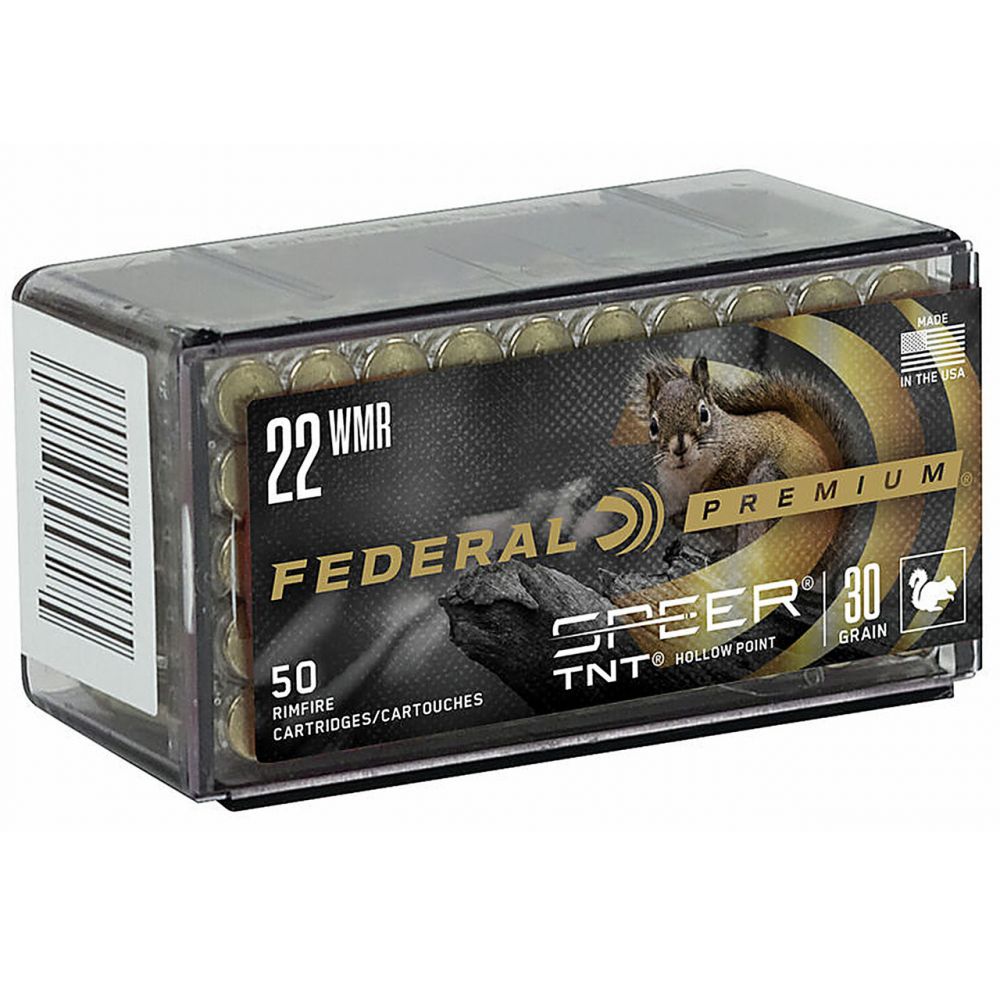 Federal Premium Speer TNT Hollow Point 22 Mag Ammo 30gr50 Round Box - Brass Casing