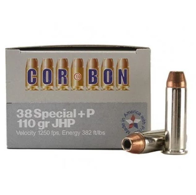 CORBON .38 SPL+P 110GR JHP 20/500 - Brass Casing