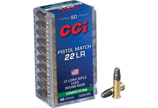 CCI Pistol Match .22LR 40gr LRN 50ct Box - Brass Casing