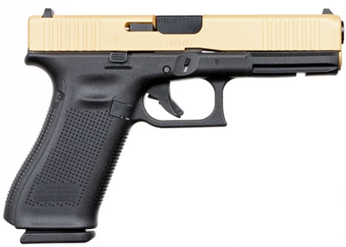 Glock G17 Gen5 Apollo Custom Black/Gold 9mm Semi Auto Pistol - 17 Rounds | 4.49" Barrel | Polymer Grips | Gold | Glock Fixed Rear Sights