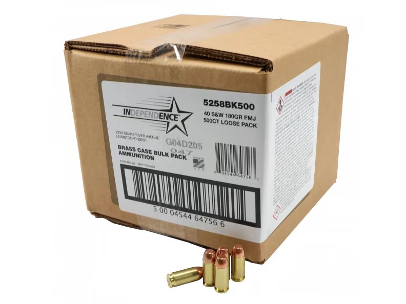 CCI Independence Full Metal Jacket 40 S&W Ammo 500 Round Box - Brass Casing
