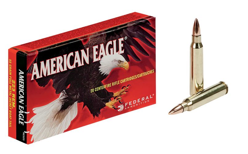 Federal American Eagle Full Metal Jacket 223 Remington Ammo 20 Round Box - Brass Casing