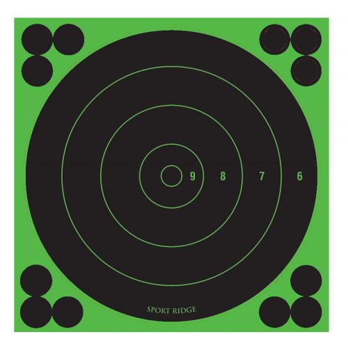 Sport Ridge 03760 Sport Ridge Self-Adhesive Reactive Target Self-Adhesive Peel and Stick Adhesive Bullseye Black w/Green Accents