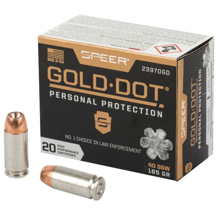 Speer Ammo 23999 Gold Dot G2 40 S&W 180 GR G2 20 Bx/ 10 Cs - Brass Casing