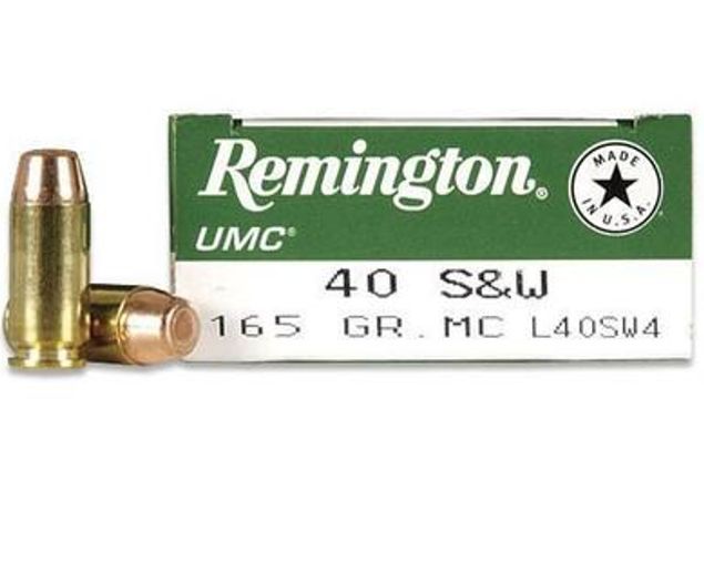 Remington Ammunition 23746 UMC 40 S&W 165 gr Full Metal Jacket (FMJ) 50 Bx/ 10 Cs - Brass Casing