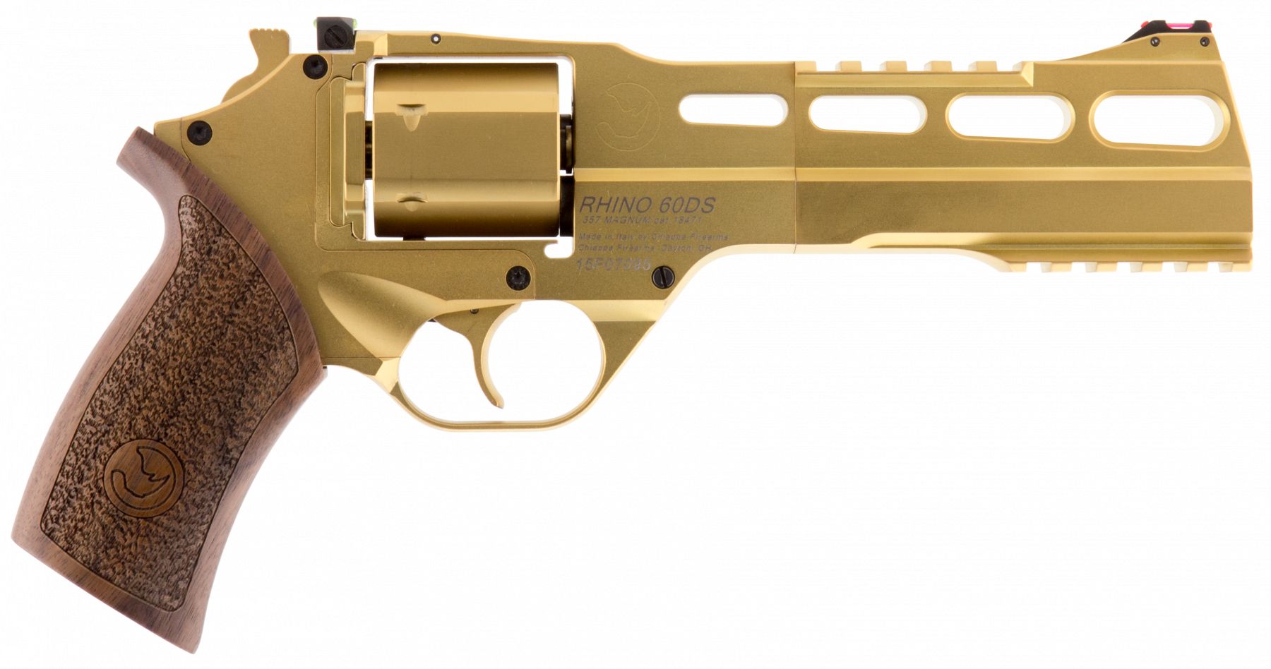 Chiappa Rhino 60DS Gold Plated 357 Magnum Revolver - 6 Rounds | 6" Barrel | Wood Grips | Gold