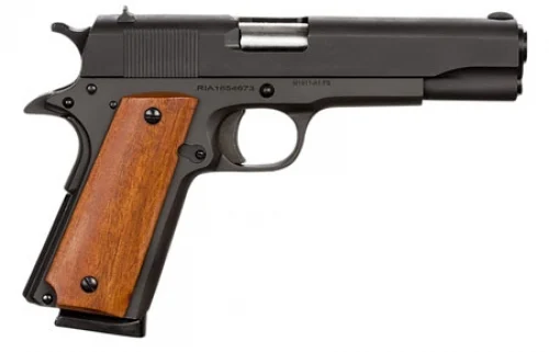 Rock Island Armory GI Standard FA *MA Compliant* Single .45 ACP 5 8+1 Wood Gri - 8+1 Rounds | 5" Barrel | Wood Grips | Blue/Black | 3-Dot Sights