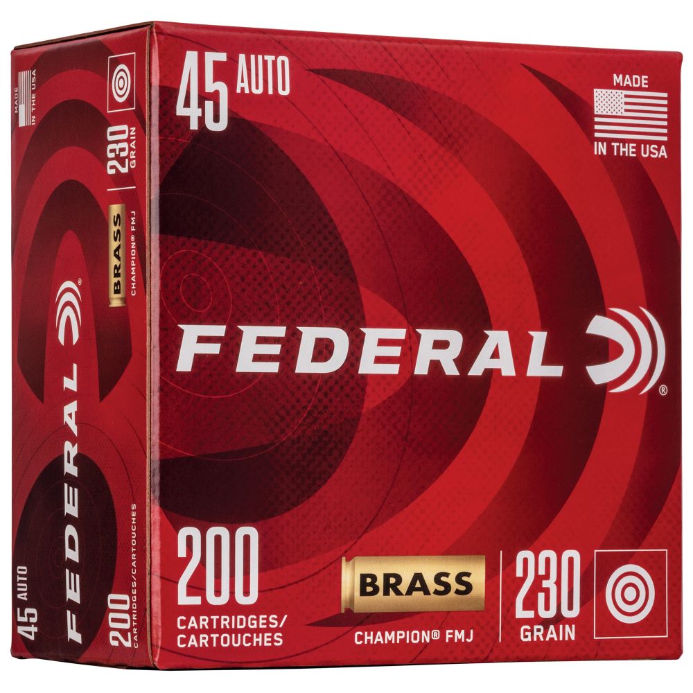 Federal Champion45ACP 230gr Full Metal Jacket200 round box - Brass Casing