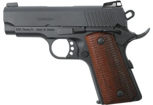 EAA GIRSAN MC1911SC 9MM 3.4 OFFICER BLK - 7+1 Rounds | 3.4" Barrel | Polymer Grips | Blue/Black | 3-Dot Sights
