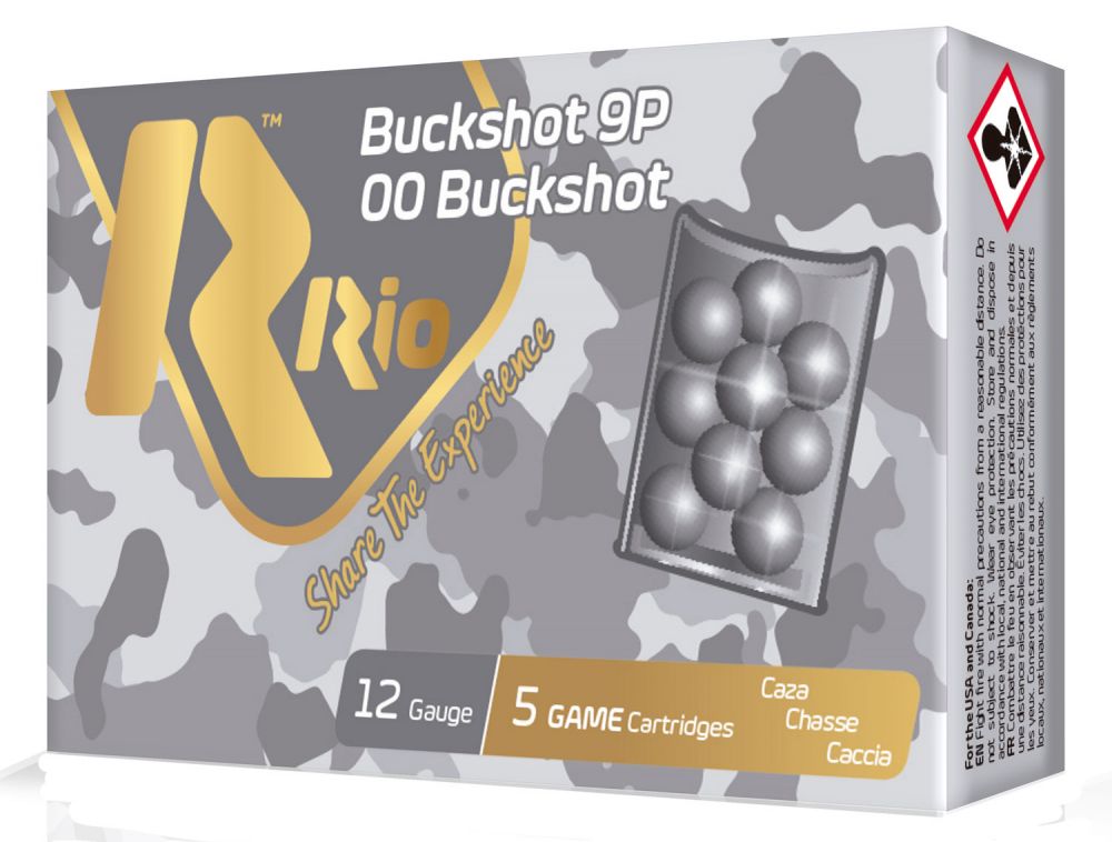 RIO Royal Buckshot 12 Gauge ammo 2.75"9 Pellets #00-Buck 5 round box
