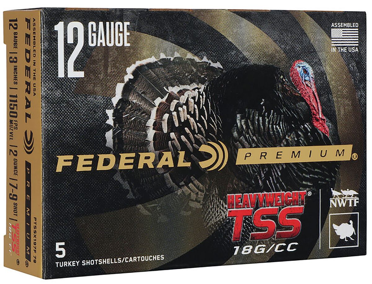 Federal Turkey Heavyweight TSS 12 GaugeAmmo 3" 2oz1150 fps Tungsten#7,# 9 Shot 5rd box