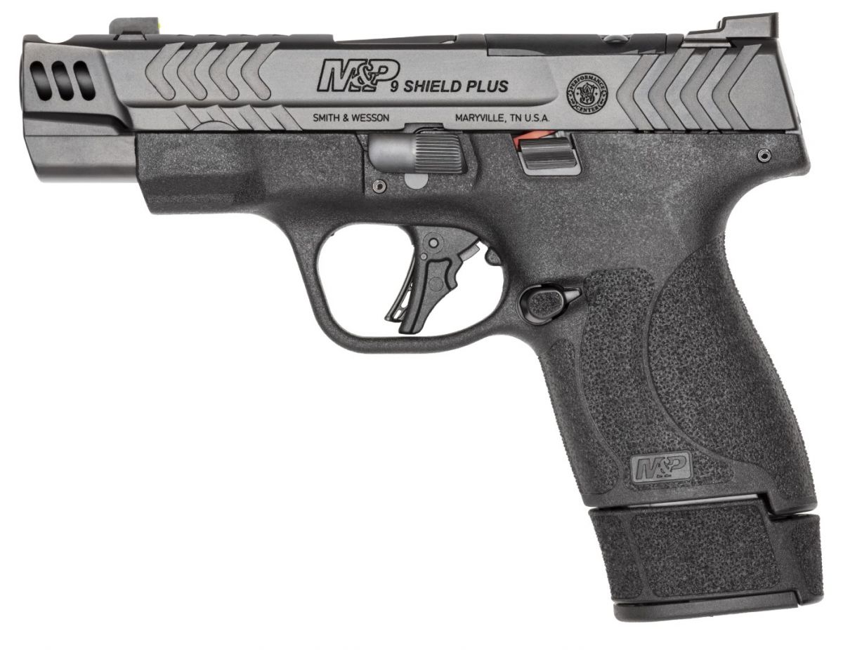 Smith & Wesson Performance Center M&P9 Shield Plus Carry Comp 9mm Semi Auto Pistol - 15+1 Rounds | 4" Barrel | Black