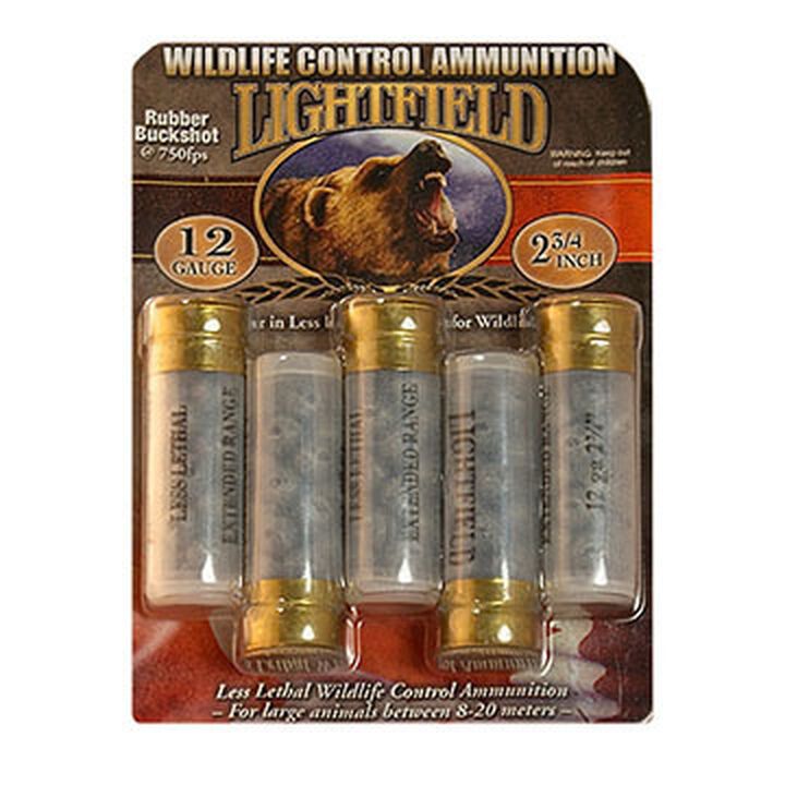 Lightfield Wildlife Control Rubber Buckshot Less Lethal 12 Gauge Ammo 2 3/4" 5 Round Box