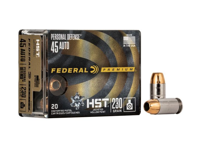 FEDERAL HST AMMO45ACP 230GRJHP 20RD BOX - Nickel Plated Brass Casing