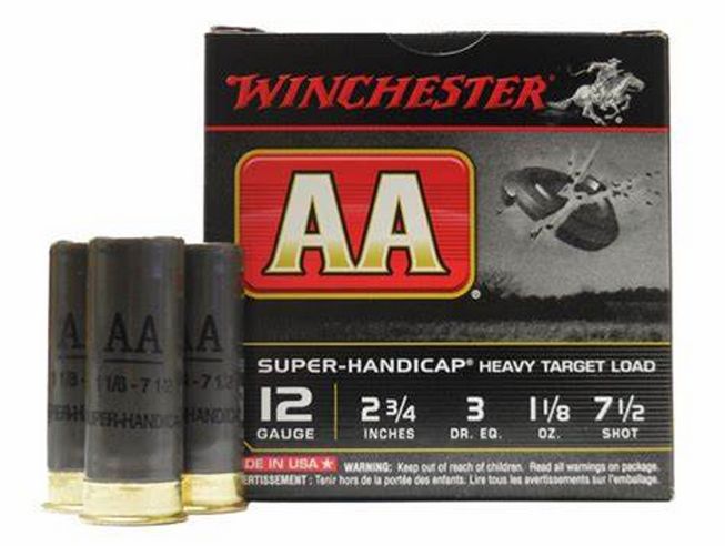 WinchesterAA Super Handicap 12 GA 2.75" 1 1/8 oz #7.5 25rd box - Brass Casing
