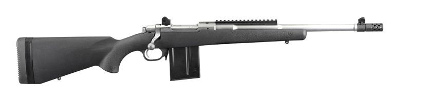 Ruger M77GS .308 Gunsite Scout - 10 Rounds | 16.1" Barrel | Black Stock | Synthetic | Stainless/Silver