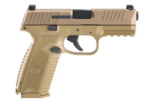 FN 509 Flat Dark Earth No Manual Safety 10+1 9mm Pistol - 10+1 Rounds | 4" Barrel | Polymer Grips | FDE/Tan | 3-Dot Sights
