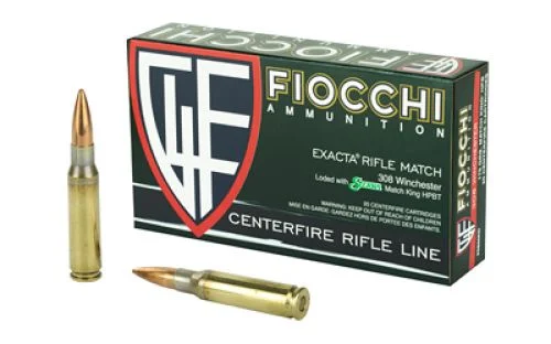 Fiocchi 308 Winchester Exacta 175 Grain Sierra MatchKing - Brass Casing