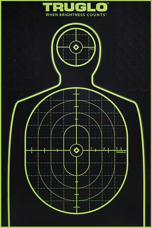 Truglo Tru-See Handgun Target Self-Adhesive Heavy Paper Black/Green 12"x18" Silhouette 6 Pack