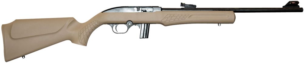Rossi RS22 18" Tan 22 Long Rifle Semi Auto Rifle - 10+1 Rounds | 18" Barrel | Fixed Stock | Synthetic | Blue/Black