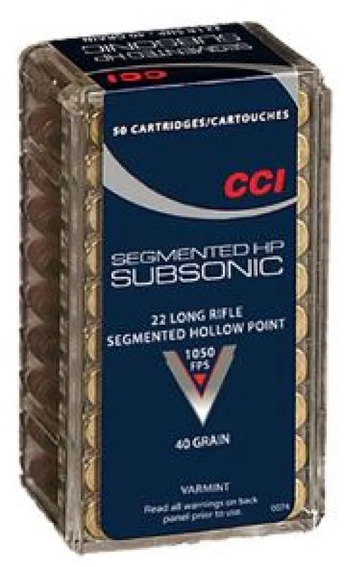 CCI .22 LR40 Grain Segmented Hollow Point Subsonic 50rd - Brass Casing