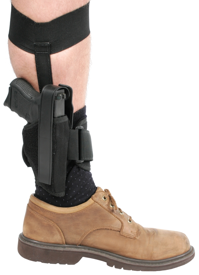 Blackhawk Left Handed Ankle Holster - Black Color | 2" Barrel Sm Frame 5-Rd Revolver w/Hammer Spur Gun Mod | Velcro Material | Textured Model | Ankle Holster Type