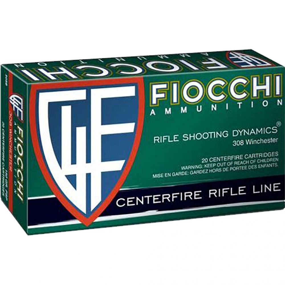 Fiocchi Field Dynamics Soft Point 308 Winchester Ammo 150 gr 20 Round Box - Brass Casing