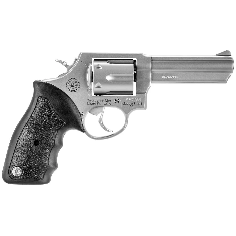 Taurus Model 65 Stainless 357 Magnum Revolver - 6 Rounds | 4" Barrel | Polymer Grips | Stainless/Silver | Iron Sights