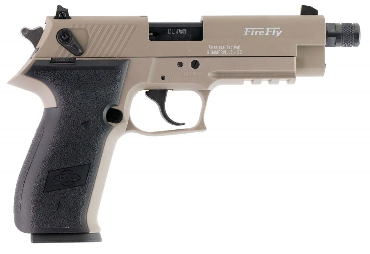 American Tactical GSG Firefly 22 LR Semi Auto Pistol - 10 Rounds | 4" Barrel | Polymer Grips | FDE/Tan