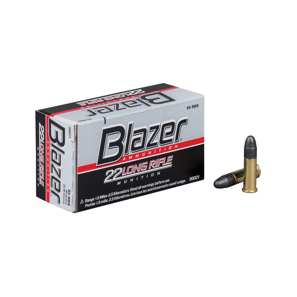 CCI Blazer22LR Ammo 40gr Lead Round Nose50 Round Box - Brass Casing