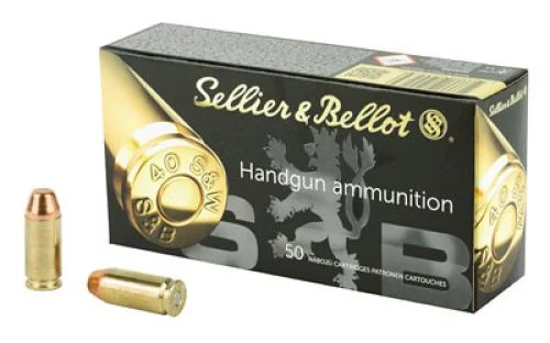 Sellier & Bellot Ammo 40 S&WFull Metal Jacket 180 gr 50 Round Box - Brass Casing
