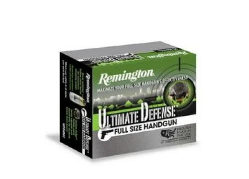 Remington Ultimate Defense Jacketed Hollow Point 40 S&W Ammo 20 Round Box - Nickel Plated Brass Casing