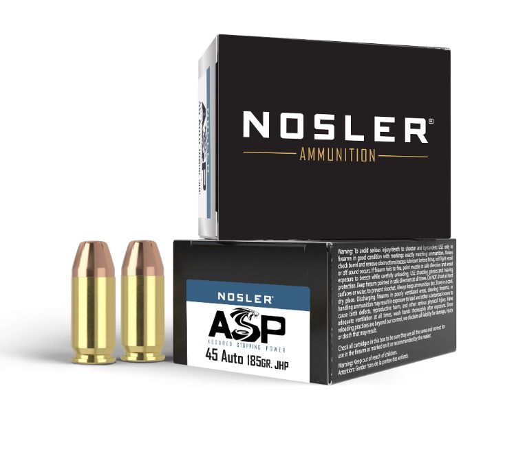 Nosler Match Grade Handgun Ammunition 45 ACP 185 gr. CC HPBT 50 rd. - Brass Casing