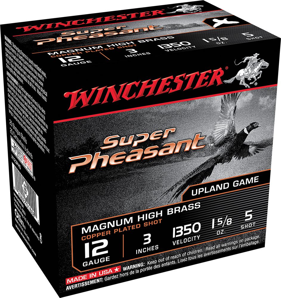 WinchesterSuper Pheasant Magnum High Brass 12 Gauge 3" 1 5/8 oz #5 Shot Copper Plated 25rd box - Brass Casing