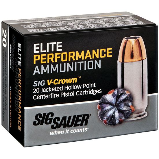 Sig Sauer AMMO .45 ACP 185GR ELITE V-CROWN JHP 20/10 - Brass Casing