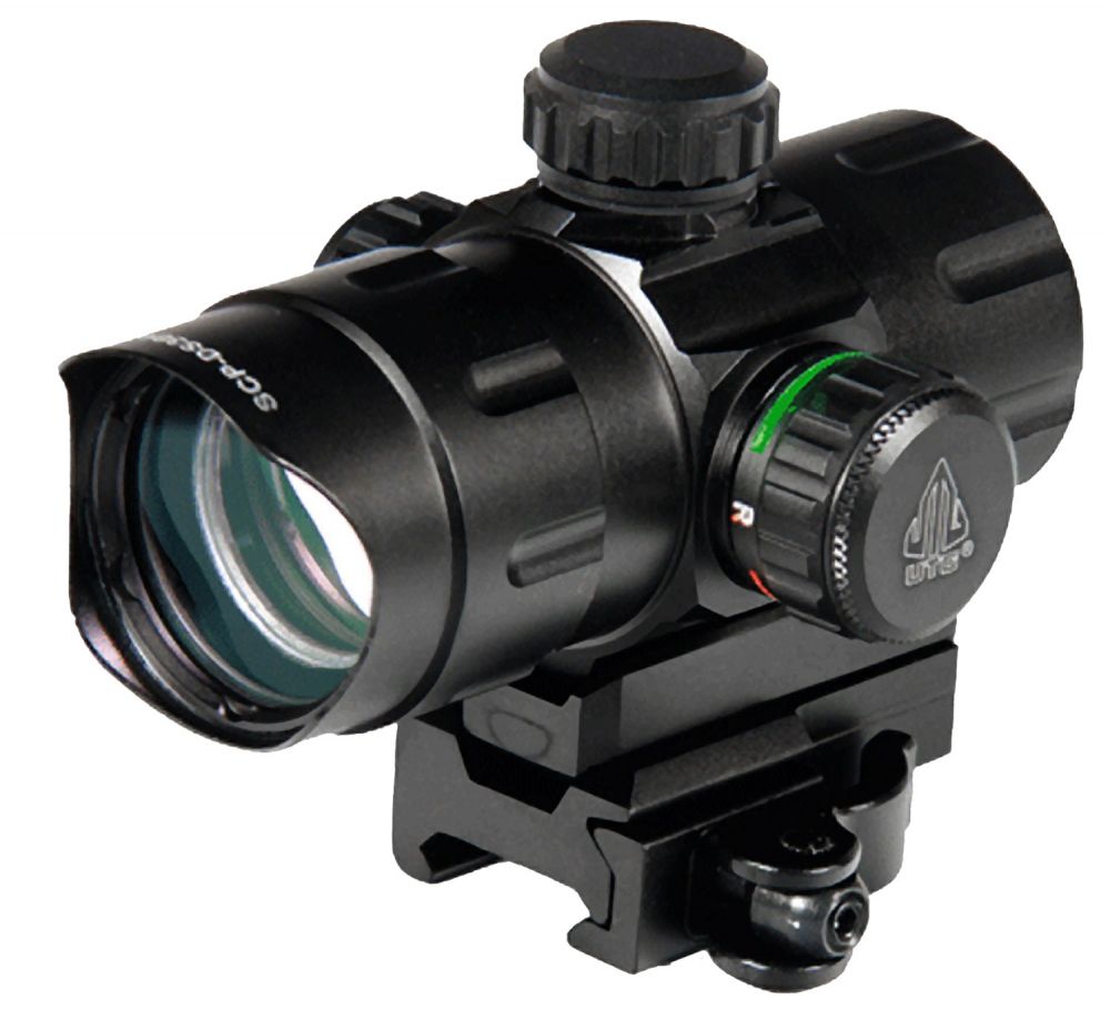 UTG CBQ Dot 1x 32mm 4 MOA Red/Green Dot CR1620 Black - CR1620 Battery | Unlimited Eye Relief | 100 ft @ 100 yds Field of View | 1x Fixed Magnification