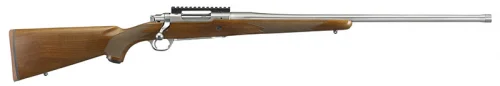 Ruger - M77 Hawkeye Hunter, 7mm Rem Mag, 24" Barrel, Stainless/Walnut, w/20 MOA Rail, 3-rd - 3 Rounds | 24" Barrel | Walnut Stock | Wood | Stainless/Silver