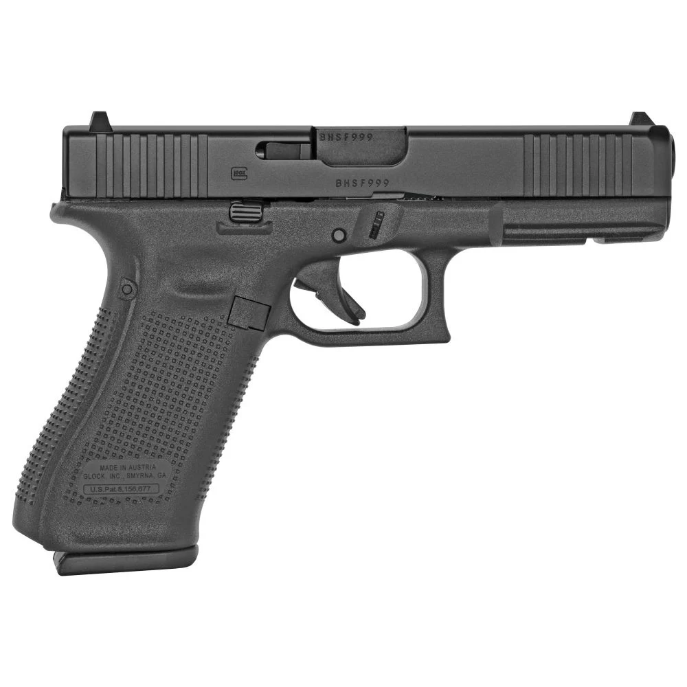 Glock G17 Gen5 9mm Semi Auto Pistol 17+1 - 17+1 Rounds | 4.49" Barrel | Blue/Black | Glock Fixed Rear Sights