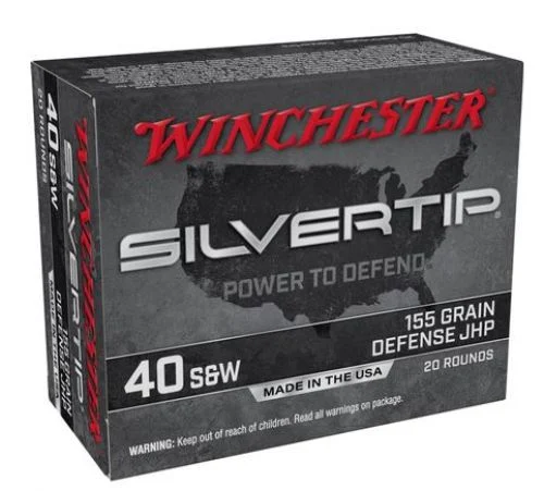 Winchester Ammo Silvertip 40 S&W 155 gr Silvertip Jacket Hollow Point 20 Bx/10 Cs - Brass Casing