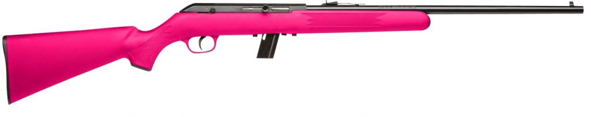Savage Arms 64 F 22 LR 10+1 21", Blued Barrel/Rec, Pink Synthetic Stock, Open Sights - 10 Rounds | 21" Barrel | Pink Stock | Synthetic