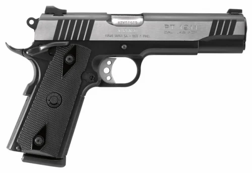 Taurus 1911 Matte Black/ Stainless 45 ACP Pistol - 8+1 Rounds | 5" Barrel | Polymer Grips | Stainless/Silver | 3-Dot Sights
