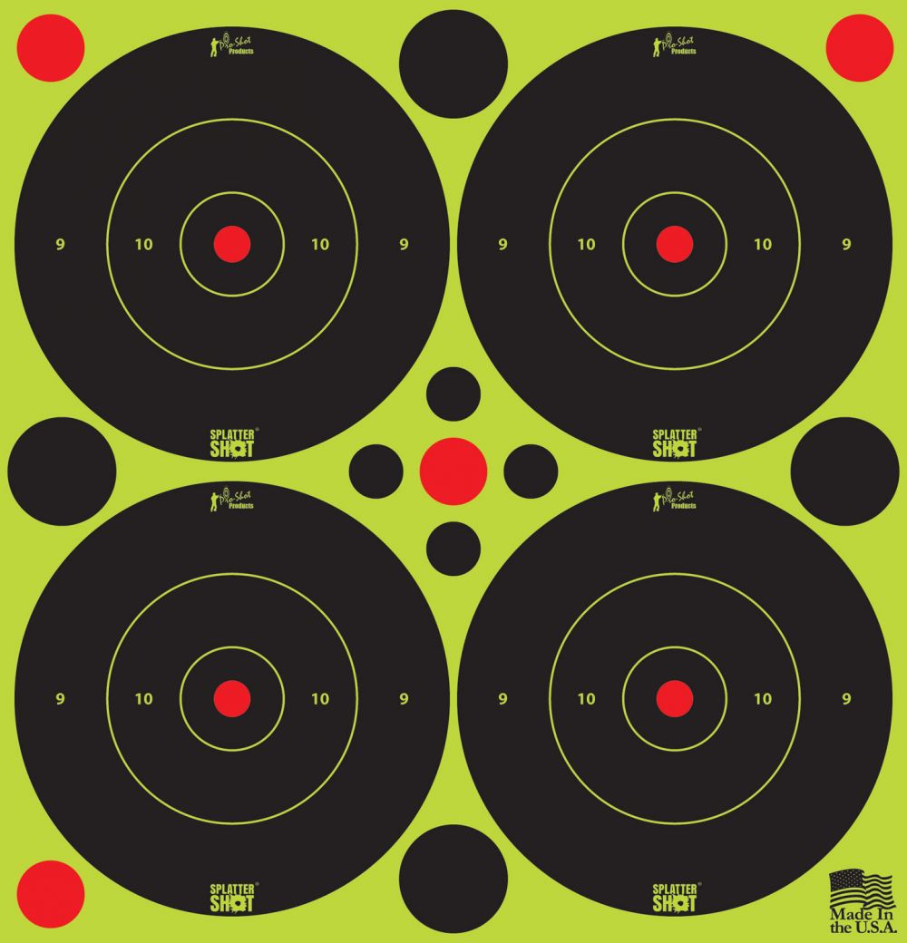Pro-Shot SplatterShot Self-Adhesive Paper 3" Bullseye Black/Green 12 Per Pack